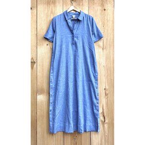 Talbots EUC Blue Linen Blend Long Dress Sz 2, 12